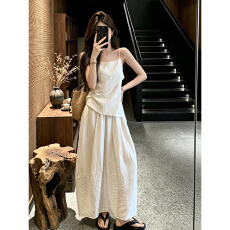 批发韩系慵懒松弛感吊带不规则连衣裙子女装夏季2026新款穿搭<b class='q'>长裙</b>套装