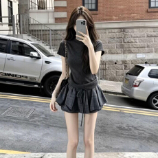 批发韩系高级感黑色连衣裙女夏季2026新款小个子穿搭一整套装<b class='q'>蓬蓬</b>短裙