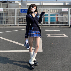 批发美高辣妹学院风套装裙子女装秋冬2026新款小个子毛衣jk半裙两件套
