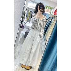 批发韩系小个子慵懒风穿搭套装女夏季条纹防晒<b class='q'>外套</b>上衣阔腿长裤两件套