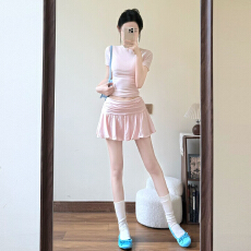 批发纯欲风套装连衣<b class='q'>裙</b>女夏季修身圆领短袖t恤气质显瘦a<b class='q'>字</b><b class='q'>半身裙</b>两件套