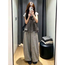 批发韩系巨好看夏日ootd穿搭一整套2026吊带短袖<b class='q'>上衣</b>女夏季阔腿<b class='q'>裤</b><b class='q'>套装</b>