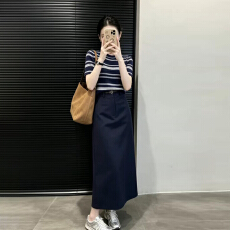 批发2026新款韩系穿搭套装连衣裙子女夏季条纹短袖上衣半身长裙两件套