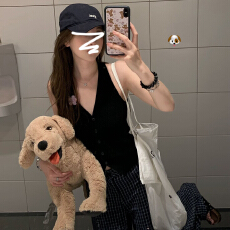 批发韩系ootd松弛感穿搭一整套女夏季黑色挂脖<b class='q'>上衣</b>格子阔腿<b class='q'>裤</b><b class='q'>两件套装</b>
