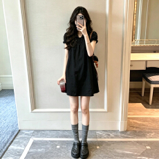 批发<b class='q'>夏</b>季度假松弛感韩系可爱减龄娃娃领短裙日系少女甜美白月光连衣裙