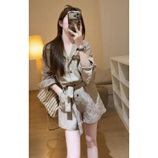批发2026新款老钱风亚麻衬衫<b class='q'>连体</b>裤女高级感收腰显瘦运动休闲<b class='q'>短裤</b>夏季