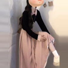 批发粉色背心<b class='q'>连衣裙</b>子女秋冬季穿搭一整套小香富家千金高级感套装<b class='q'>长裙</b>