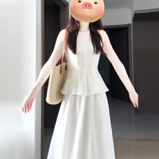批发大方得体一整套<b class='q'>白色</b><b class='q'>连衣裙</b>女夏穿搭2026新款巨好看长裙子两件套装