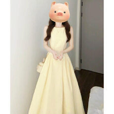 批发法式温柔黄色<b class='q'>无袖</b>背心连衣裙女春季2026新款韩系绝美气质掐腰长裙