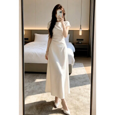 批发白色衬衫连衣裙子女<b class='q'>夏</b>季2026新款简单大方高级感穿搭收腰气质长裙