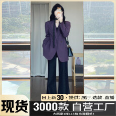 批发巨好看紫色西装外套女2025新款小个子炸街气质高级感休闲<b class='q'>西服</b>上衣