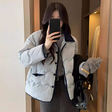 批发高级感白色棉服女秋冬季2025新款加绒加厚棉衣小个子短款夹棉外套