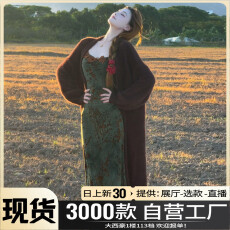 批发新中式禅意<b class='q'>吊带</b>连衣裙子女2025年新款巨好看秋季穿搭两件套装<b class='q'>长裙</b>