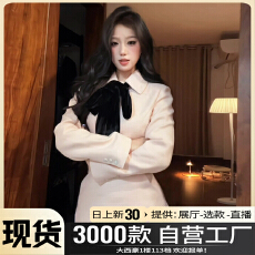 批发2025新款法式气质温柔风粉色西装套装<b class='q'>连衣裙</b>子女秋冬收腰显瘦长裙