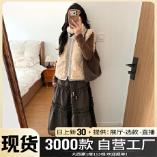 批发羊羔毛绒保暖马甲女款2025新款冬季翻领背心独特漂亮叠穿马夹外穿