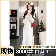 批发小个子香风白色<b class='q'>针织</b>连衣裙子女秋冬马甲叠穿长裙<b class='q'>套装</b>穿搭2026新款