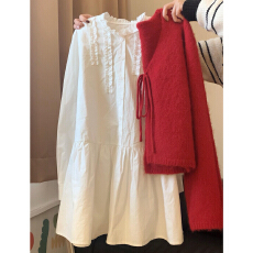 批发新年红色<b class='q'>毛衣</b>吊带半身裙套装女2026新款春季巨好看穿搭一整套短裙