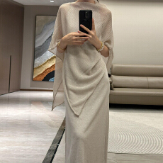 批发慵懒风披肩针织吊带连衣裙子女2025新款韩系早秋穿搭一整套装长裙