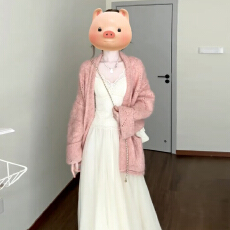 批发<b class='q'>韩</b>系粉色针织开衫毛衣外套女早春季2026新款独特漂亮气质上衣春装