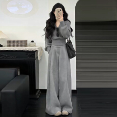 巨好看灰色针织套装女早春季2026新款韩系超火独特漂亮穿搭一整套