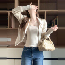 批发韩系复古夹克外套女秋<b class='q'>冬</b>季2026新款设计感宽松慵懒风休闲百搭上衣