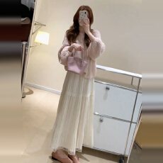 批发2026春季法式温柔风穿搭一整套<b class='q'>连衣裙</b>子女秋冬季毛衣搭配长裙套装