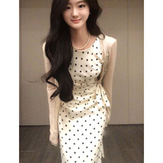 批发波点无袖背心裙连衣裙子夏季独特收腰法式小众修身千金风气质长裙