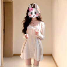 批发韩系温柔ootd穿搭白色连衣裙子女初夏季2026新款绝美漂亮<b class='q'>开衫</b>套装