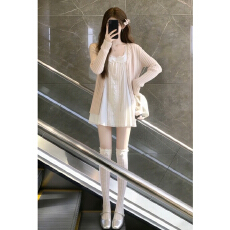 批发韩系温柔ootd穿搭白色连衣裙子女初夏季2026新款绝美漂亮<b class='q'>开衫</b>套装