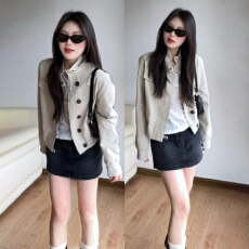 批发美式复古立领夹克外套女春秋2026新款独特漂亮绝美巨好看韩系短款