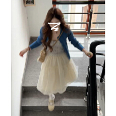 批发法式甜美风波点<b class='q'>背心</b>长袖连衣裙子女2026夏季新款收腰显瘦衬衫短裙