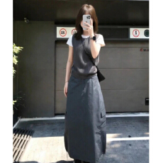 批发巨好看韩系穿搭一整套灰色<b class='q'>连衣</b>裙子女2026新款夏季学院风套装<b class='q'>长裙</b>