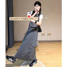 批发巨好看韩系穿搭一整套灰色<b class='q'>连衣</b>裙子女2026新款夏季学院风套装<b class='q'>长裙</b>