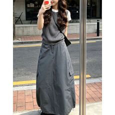 批发巨好看韩系穿搭一整套灰色<b class='q'>连衣</b>裙子女2026新款夏季学院风套装<b class='q'>长裙</b>