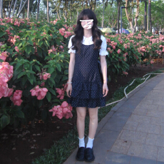 批发韩系学院风套装女夏季小个子穿搭波点背心<b class='q'>连衣裙</b>娃娃领衬衫一整套