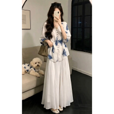 批发新中式国风印花<b class='q'>连衣裙</b>子女夏季2026新款巨好看穿搭一整套长裙套装