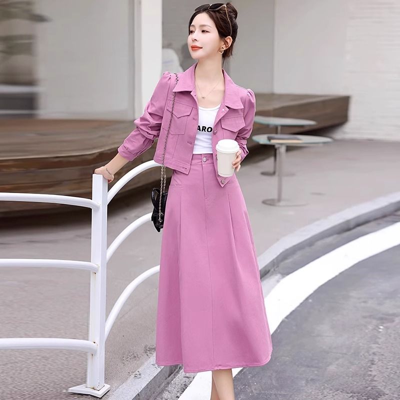 MY70169# 牛仔套装新款女装时尚气质减龄休闲外套半身裙两件套女裝貨源服裝批發