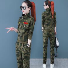 批发新年战袍2026年新款秋季女装<b class='q'>迷彩服</b>时尚高级感休闲运动服三件套潮