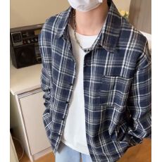 批发复古美式春秋格子<b class='q'>衬衫</b>男女宽松<b class='q'>衬衣</b>休闲薄款外套慵懒开衫长袖上衣