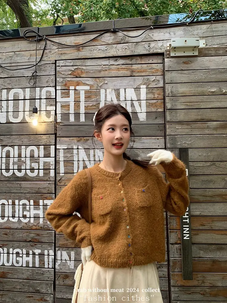 알파카 니트 긴소매 스웨터 상세 이미지 2