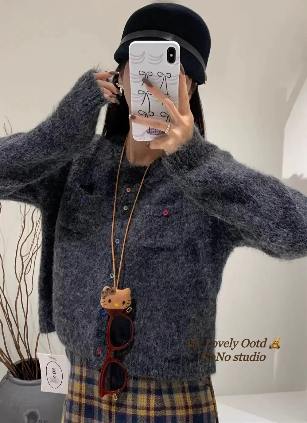 알파카 니트 긴소매 스웨터 상세 이미지 4