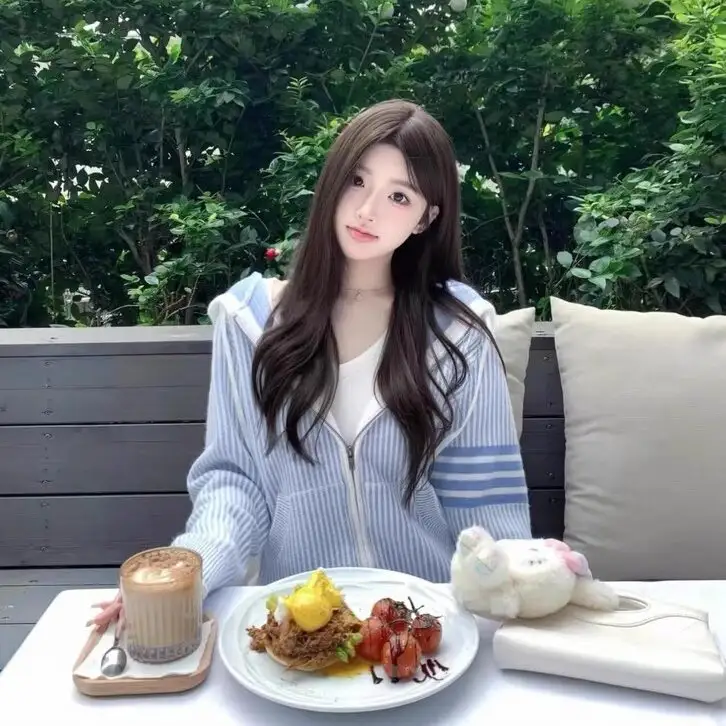 프레피 러블리 베이비 블루 후드 가디건 상세 이미지 1