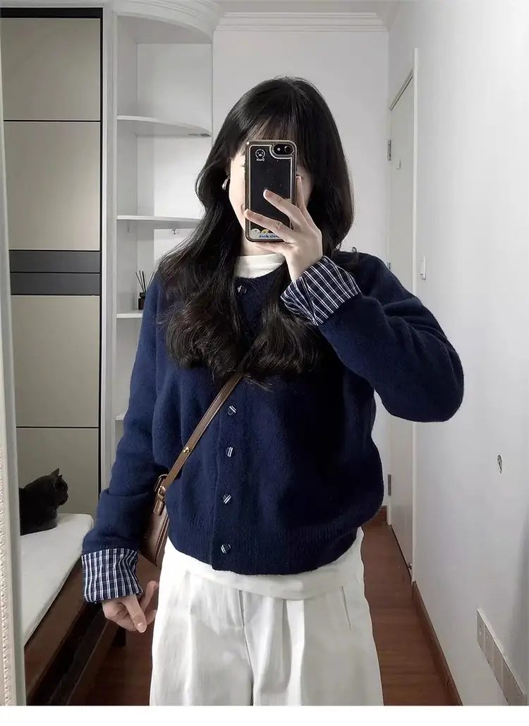 투레이어 네이비 울 가디건 상세 이미지 1