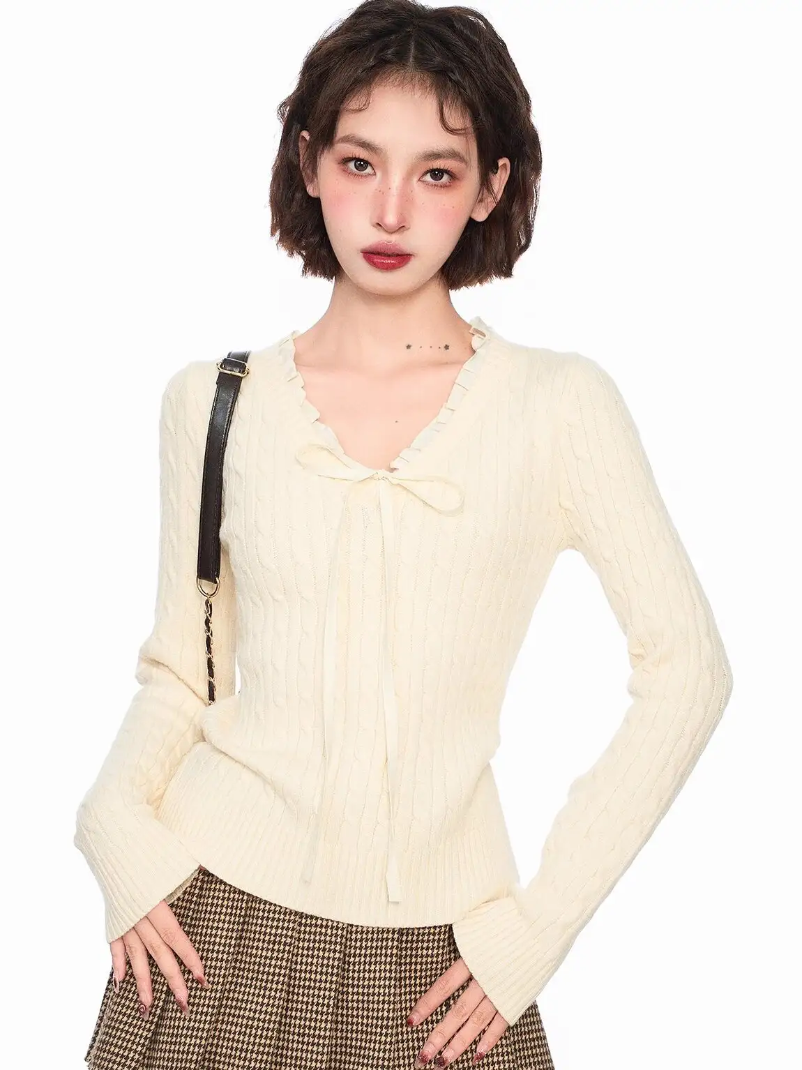 V넥 레이스 니트 상세 이미지 3