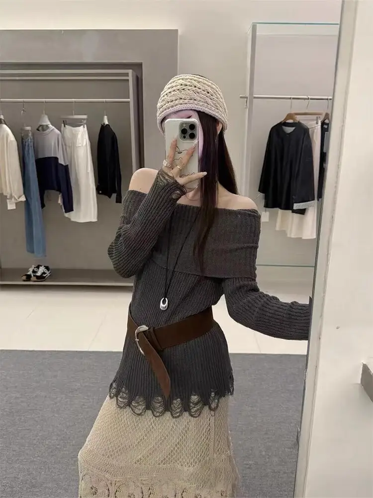 오프숄더 니트 티셔츠 상세 이미지 6