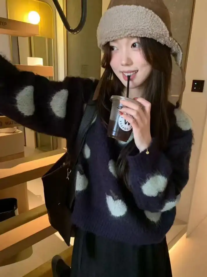 하트 자카드 니트 상세 이미지 3