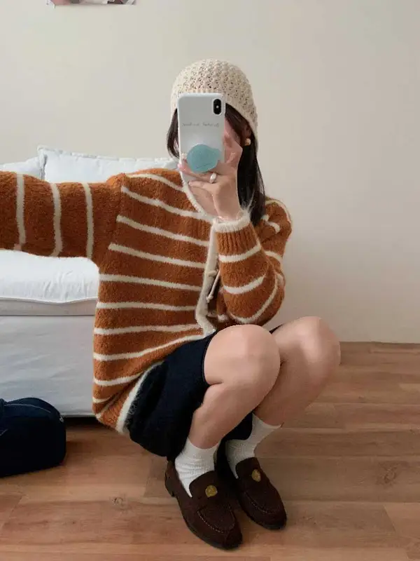 스트라이프 울 가디건 상세 이미지 5