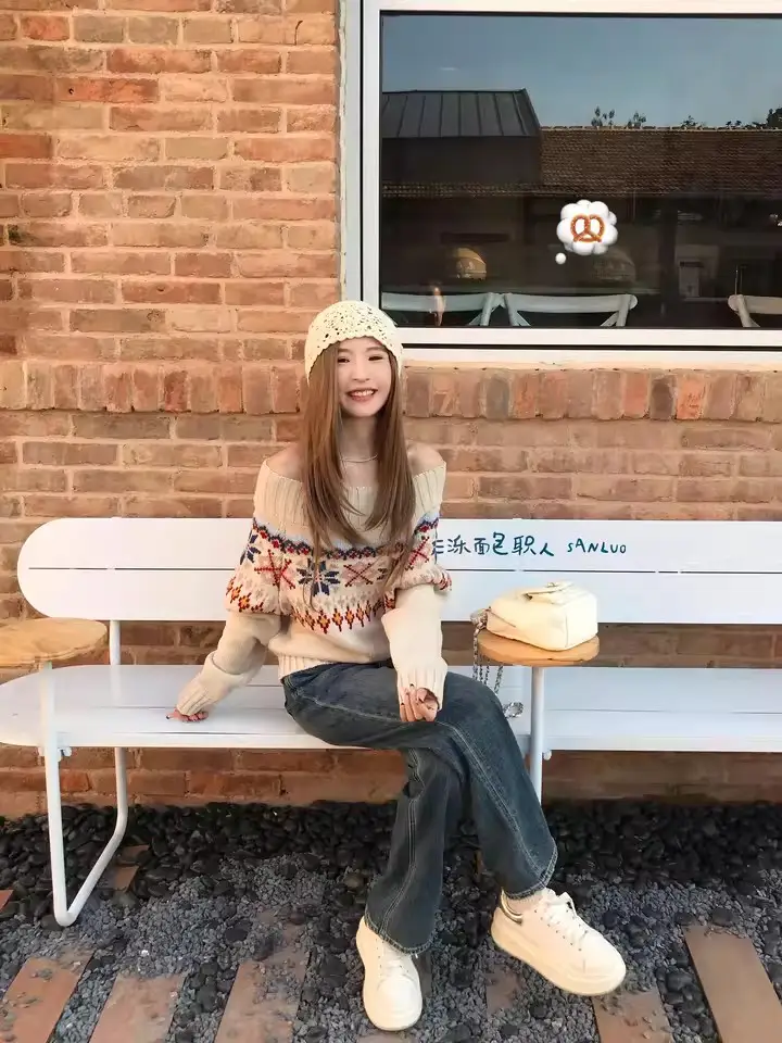 페어아일 자카드 오프숄더 니트 상세 이미지 6