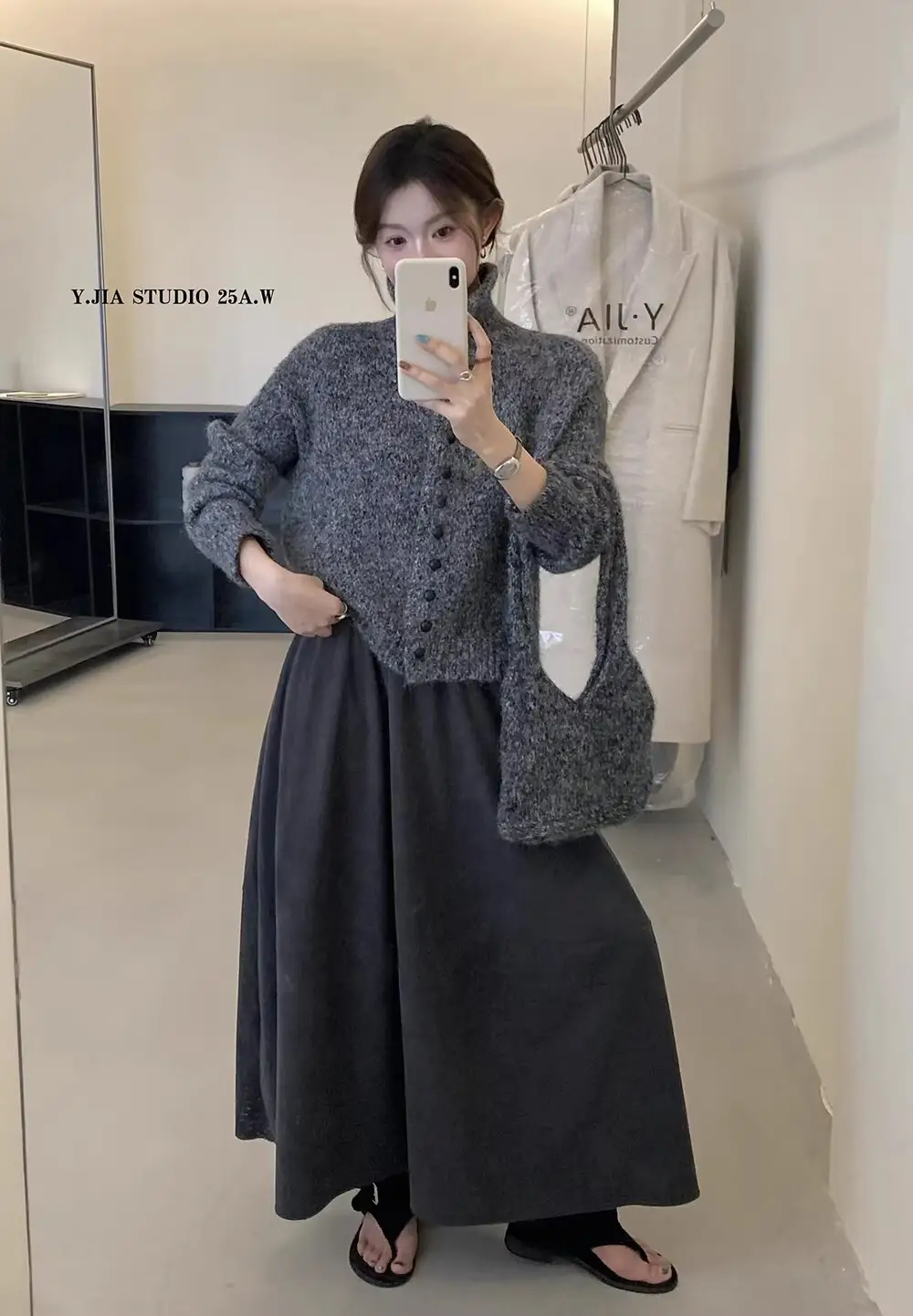 한국인기 하이넥 울 가디건 상세 이미지 3