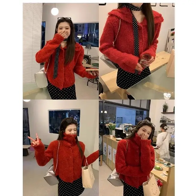 한국인기 캔디컬러 하이넥 니트 가디건 상세 이미지 1